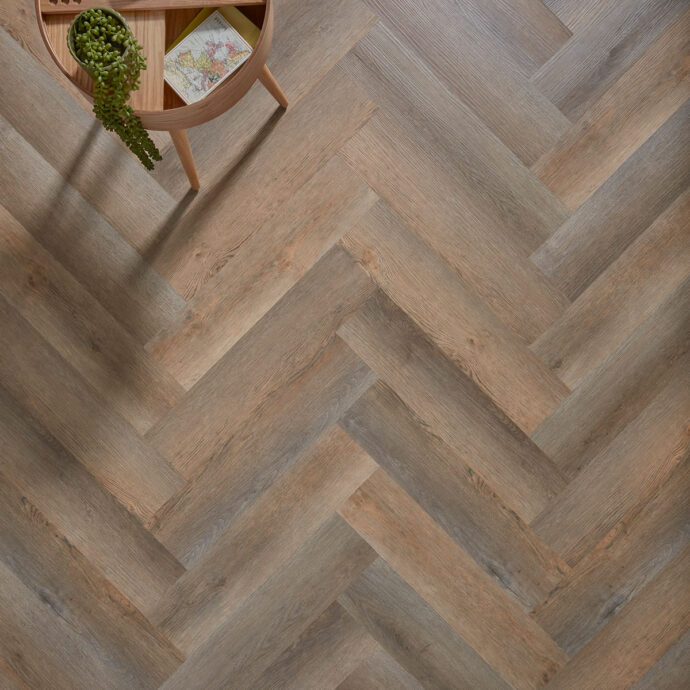 ZEEZOO® SPC Rigid Core - Herringbone Collection - Distressed Oak