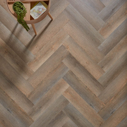 ZEEZOO® SPC Rigid Core - Herringbone Collection - Distressed Oak